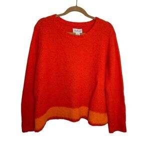 Westbound Oversized Wool Bold Color Block Sweater Knit Pullover Orange 80s Top